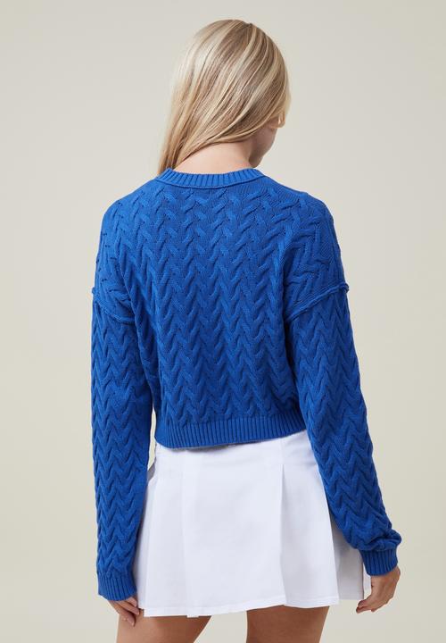Cotton On - Crop cable crew - rich blue