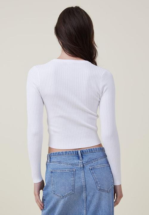 Cotton On - Urban rib crew neck top - white