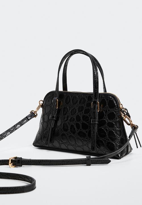 MANGO - Cross-body croc-effect bag - black