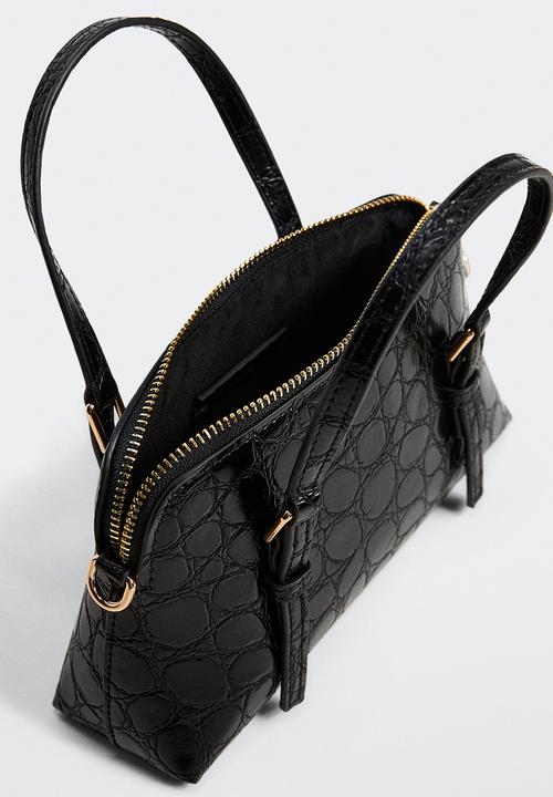 MANGO - Cross-body croc-effect bag - black