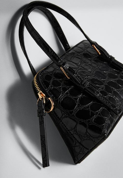MANGO - Cross-body croc-effect bag - black
