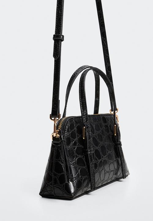 MANGO - Cross-body croc-effect bag - black