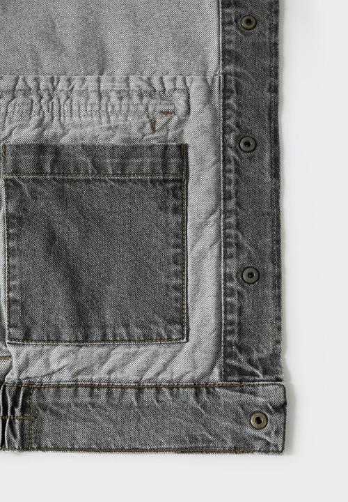 MANGO - Denim jacket adrien with corduroy collar- grey
