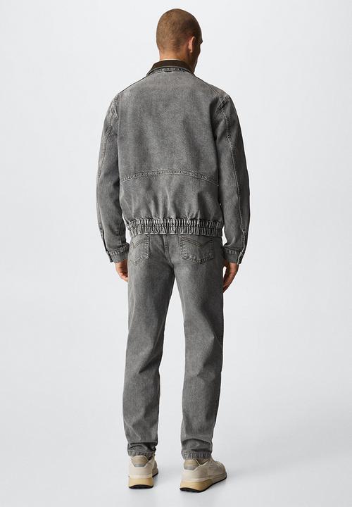 MANGO - Denim jacket adrien with corduroy collar- grey
