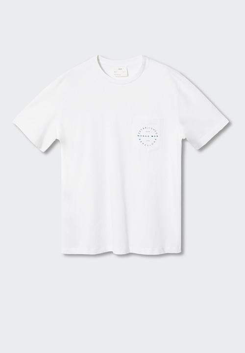 MANGO - T-shirt logopok-h - white