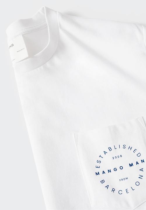 MANGO - T-shirt logopok-h - white