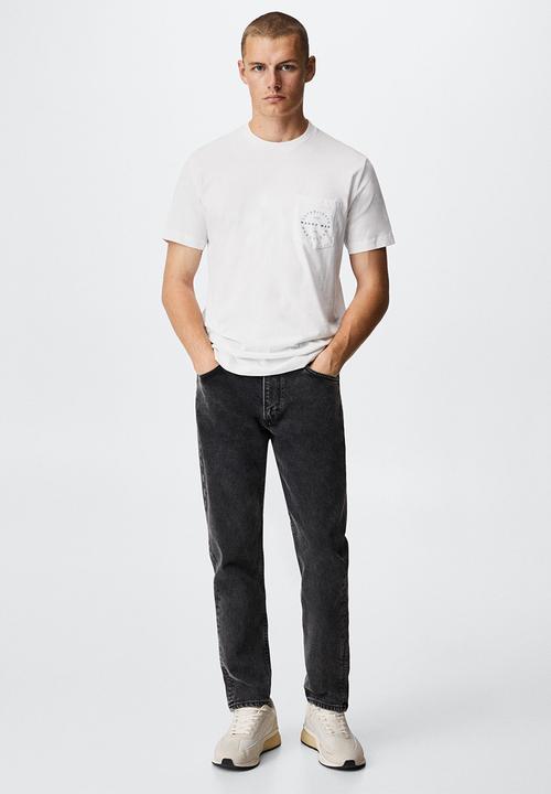 MANGO - T-shirt logopok-h - white