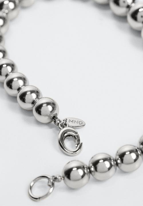 MANGO - Metal bead necklace - silver