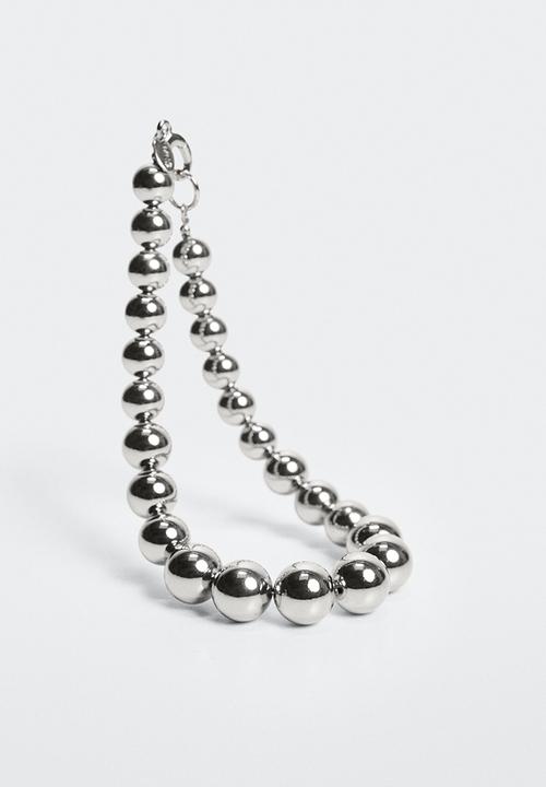 MANGO - Metal bead necklace - silver