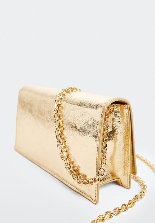 MANGO - Patent leather chain handbag - gold