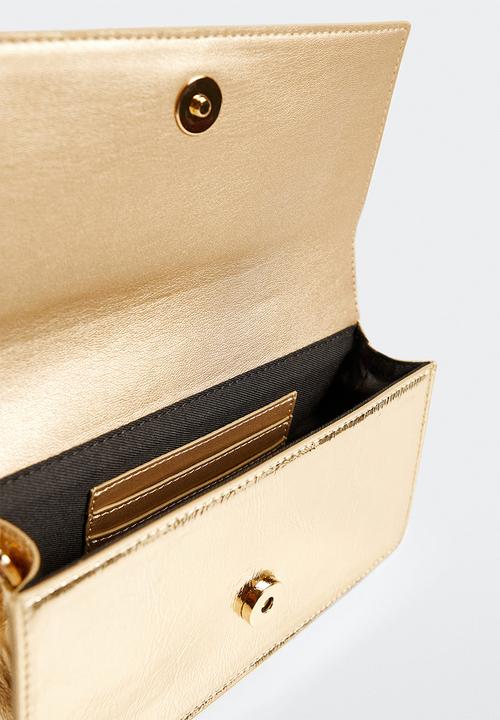 MANGO - Patent leather chain handbag - gold