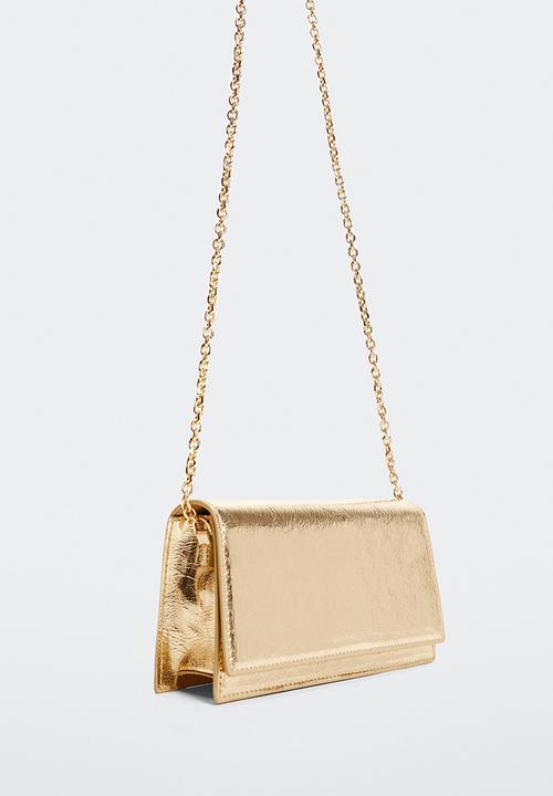 MANGO - Patent leather chain handbag - gold