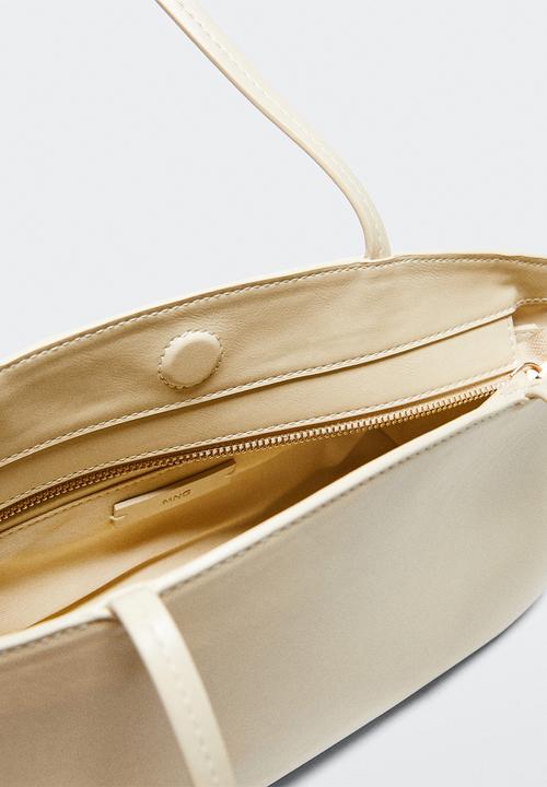 MANGO - Elongated double handle bag - ivory white