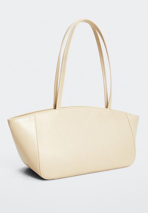 MANGO - Elongated double handle bag - ivory white