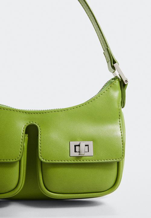 MANGO - Shoulder bag pockets - olive green