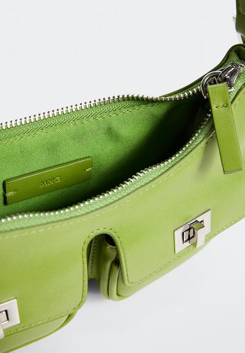 MANGO - Shoulder bag pockets - olive green