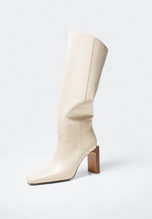 MANGO - Mary knee high boot - white