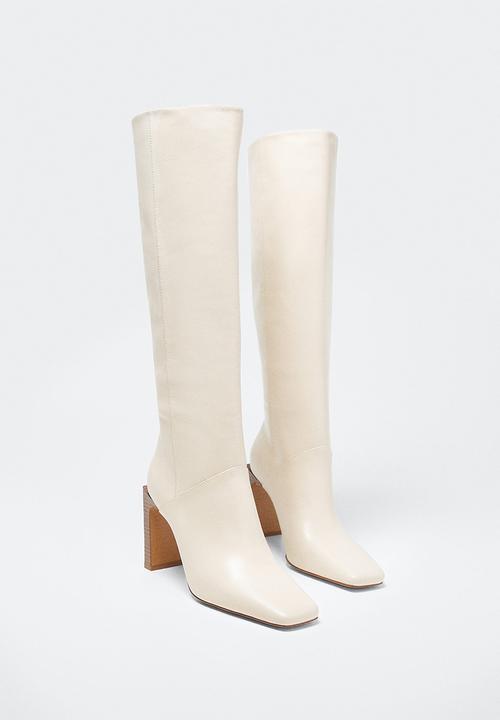MANGO - Mary knee high boot - white