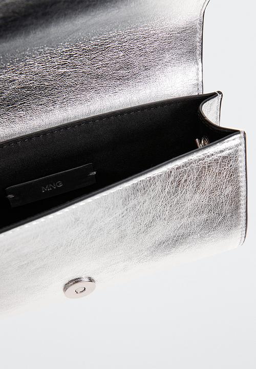 MANGO - Quilted bag with chain handle - silver