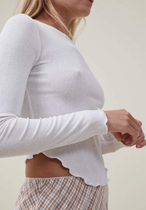 Cotton On - Laine boat neck long sleeve top - natural white