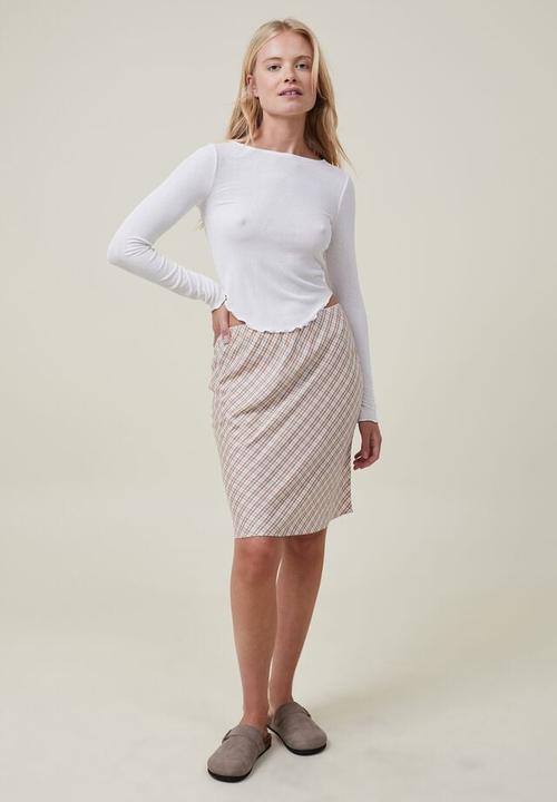 Cotton On - Laine boat neck long sleeve top - natural white