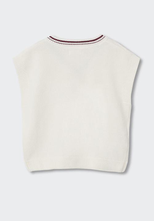 MANGO - Waistcoat varsity - beige