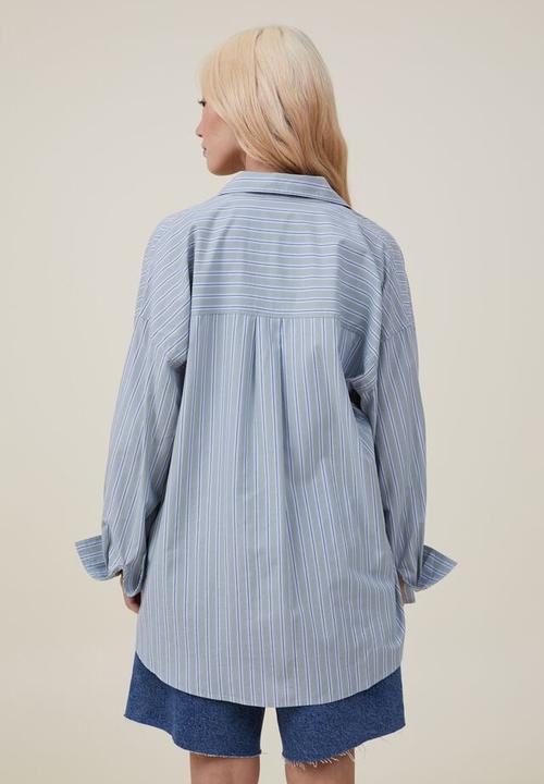 Cotton On - Dad shirt - gen stripe tinted sage