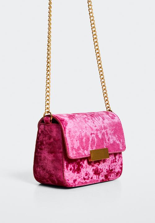 MANGO - Chain velvet bag - fuchsia