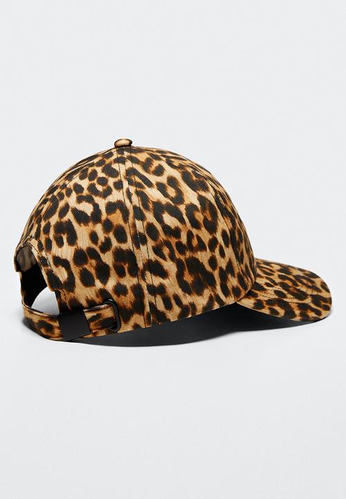 MANGO - Animal-print cap - brown