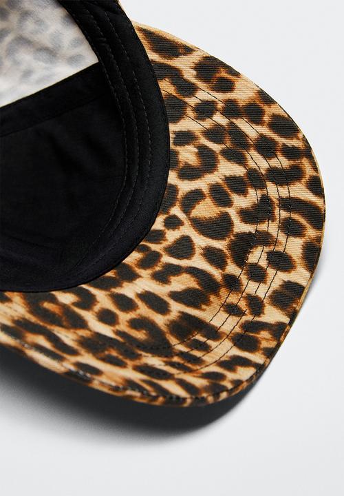 MANGO - Animal-print cap - brown