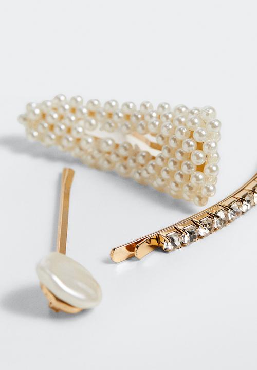 MANGO - Pearls hairclip 3 set - gold