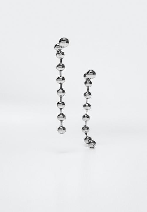 MANGO - Metal bead earrings - silver