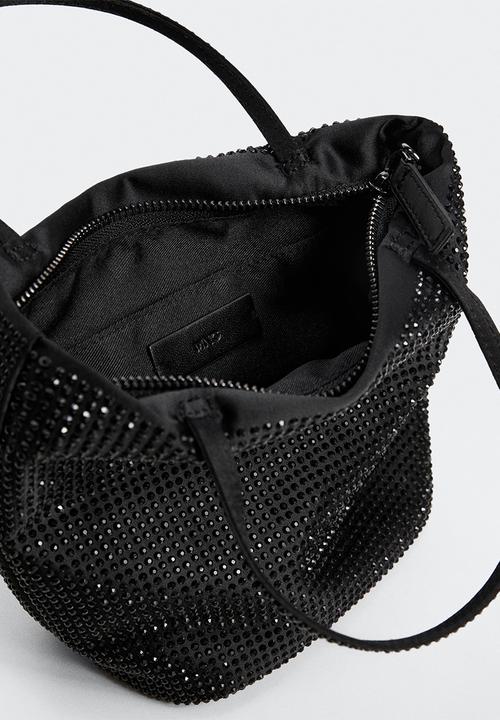 MANGO - Rhinestone chain bag - black