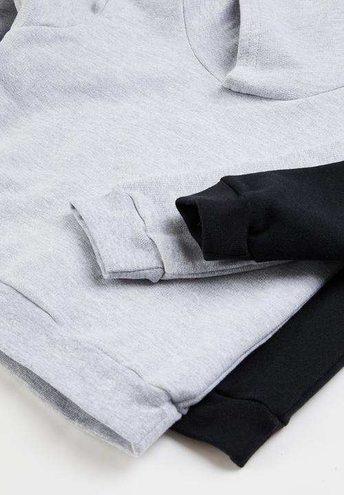 Superbalist - Infant 2pk plain hoody - black & grey mel