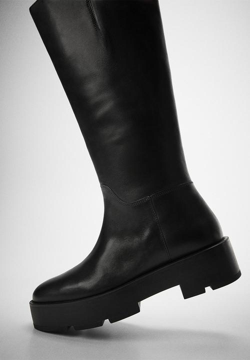MANGO - Blan knee length boot - black