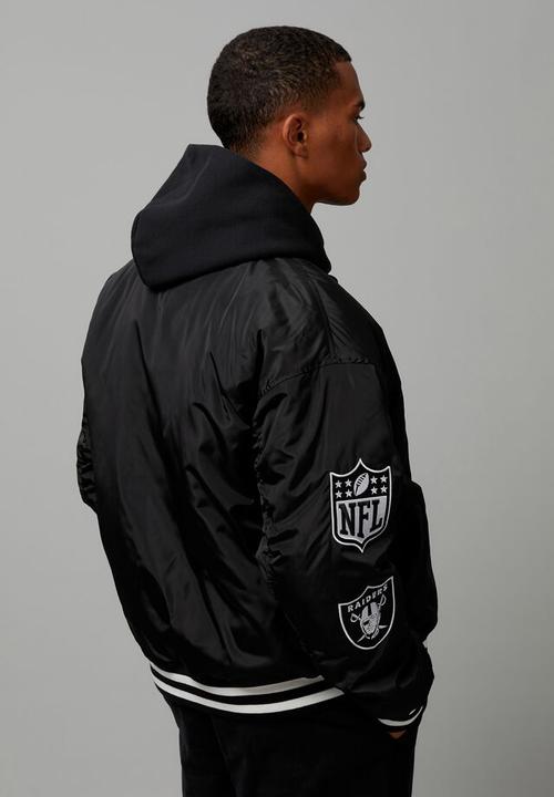 Cotton On - Nfl bomber jacket - lcn nfl raiders black/white