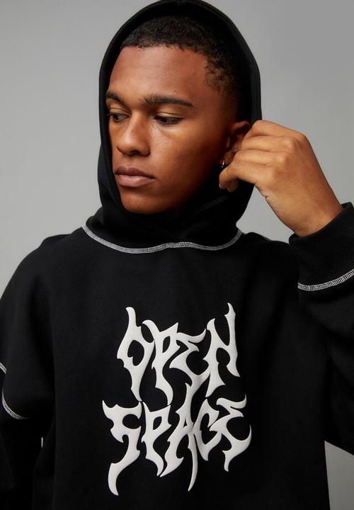 Cotton On - Open gallery baggy hoodie - black/open space