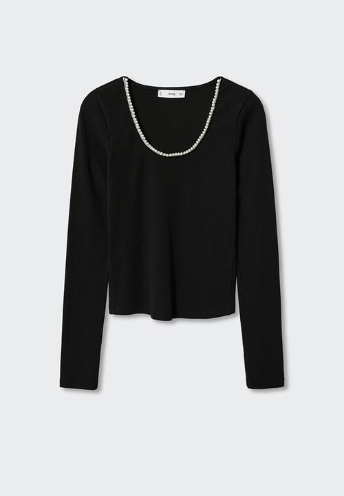 MANGO - T-shirt pearl - black