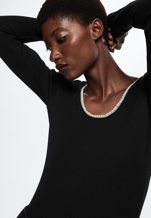 MANGO - T-shirt pearl - black