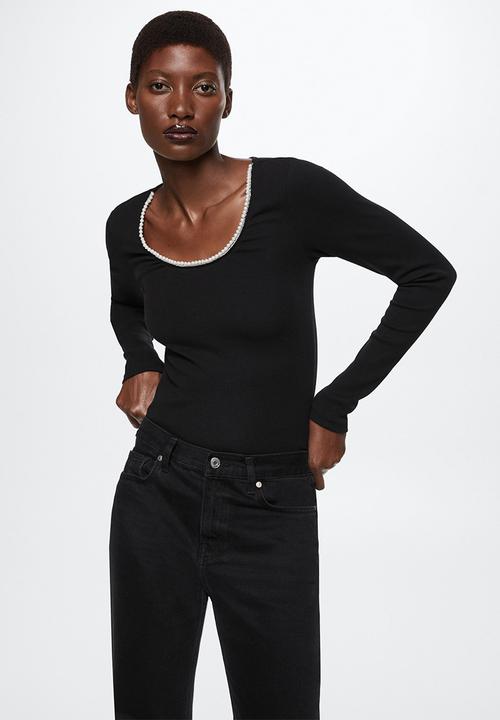 MANGO - T-shirt pearl - black