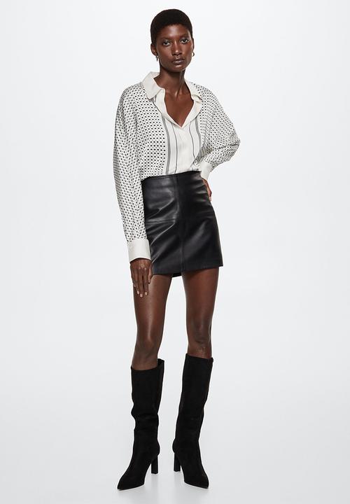 MANGO - Shirt lineas - black & white