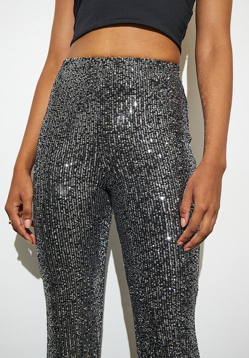 Superbalist - Sequin flare leg - black