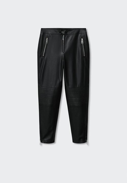 MANGO - Trouser moto - black