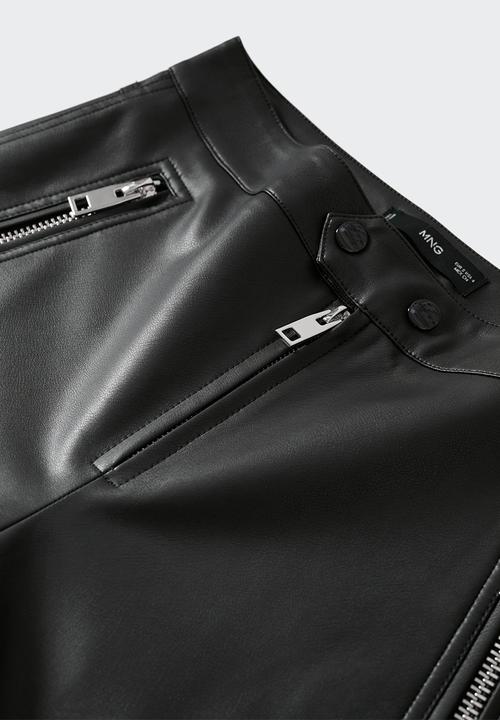 MANGO - Trouser moto - black