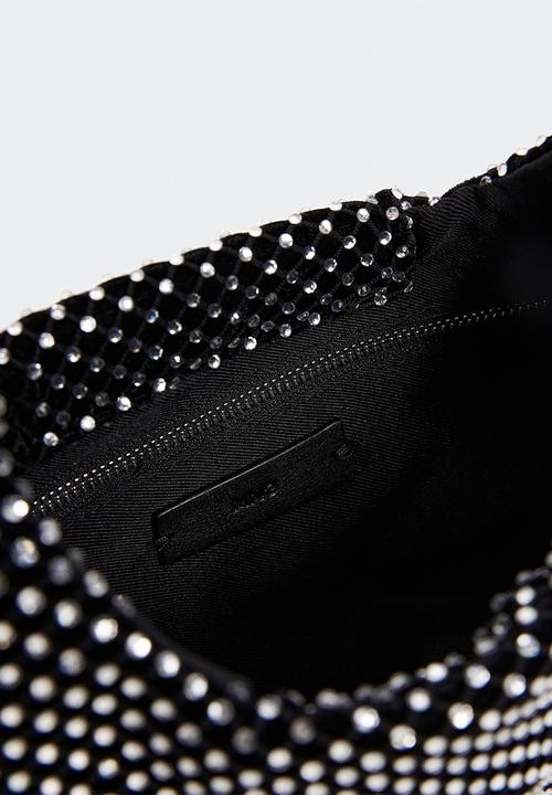MANGO - Rhinestone shoulder bag - black