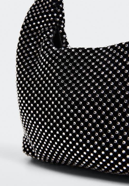 MANGO - Rhinestone shoulder bag - black
