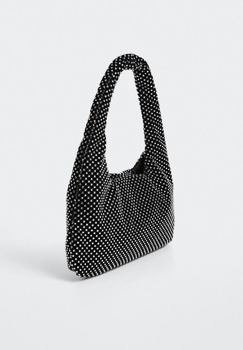 MANGO - Rhinestone shoulder bag - black