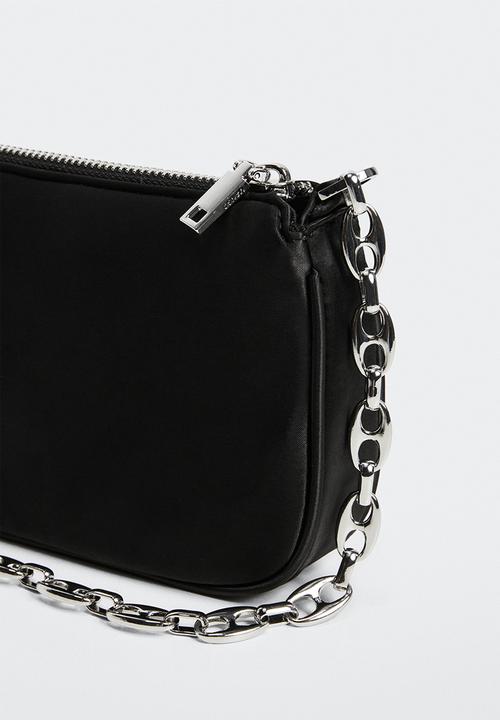 MANGO - Satin chain bag - black