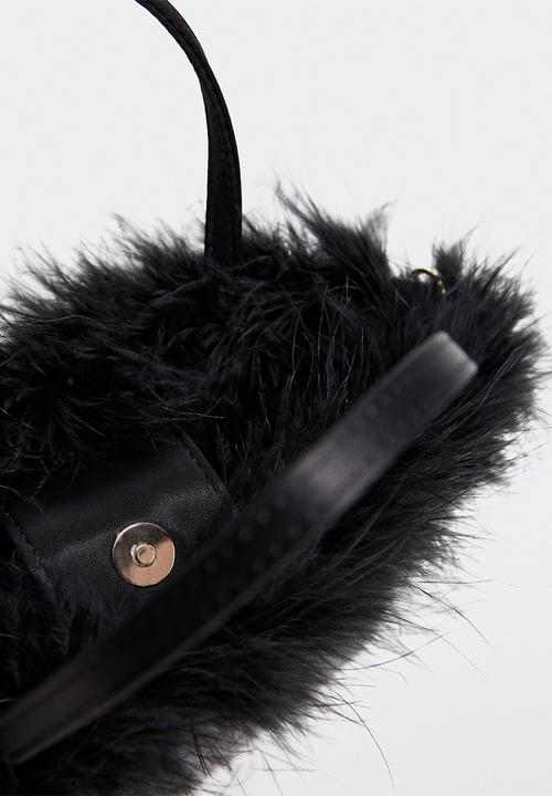 MANGO - Satin feather bag - black