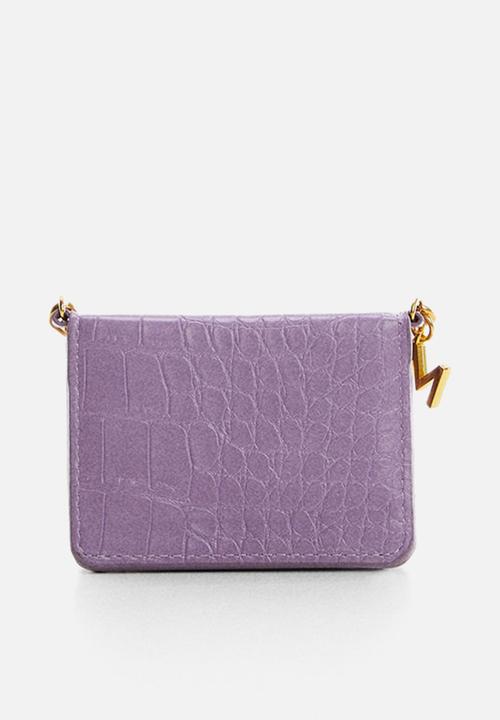 MANGO - Crocodile effect chain purse - lilac